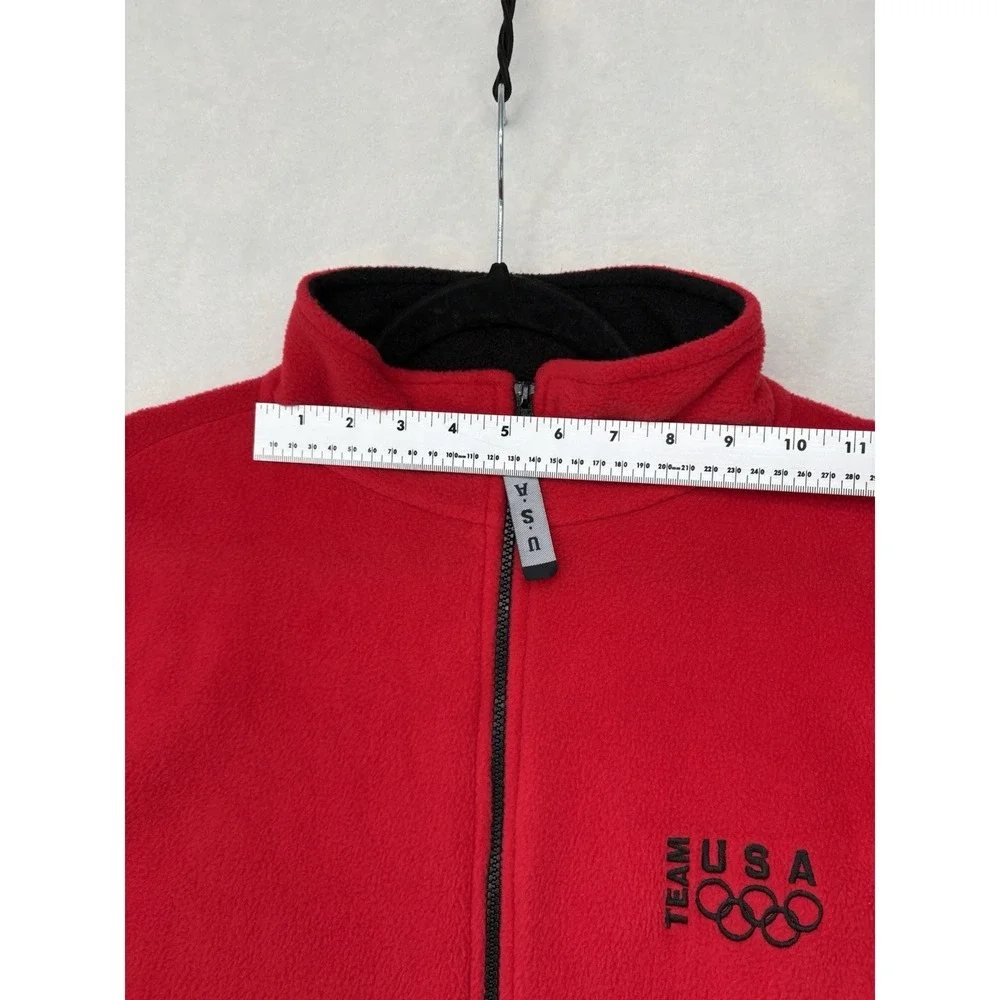 VTG Team USA Olympics Vest Fleece Red Full Zip Jacket Made in USA Mens XL